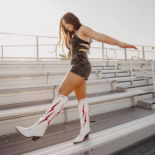 Thunder Rolls Cowboy Boots - White