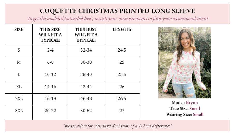 Coquette Christmas Printed Long Sleeve Top