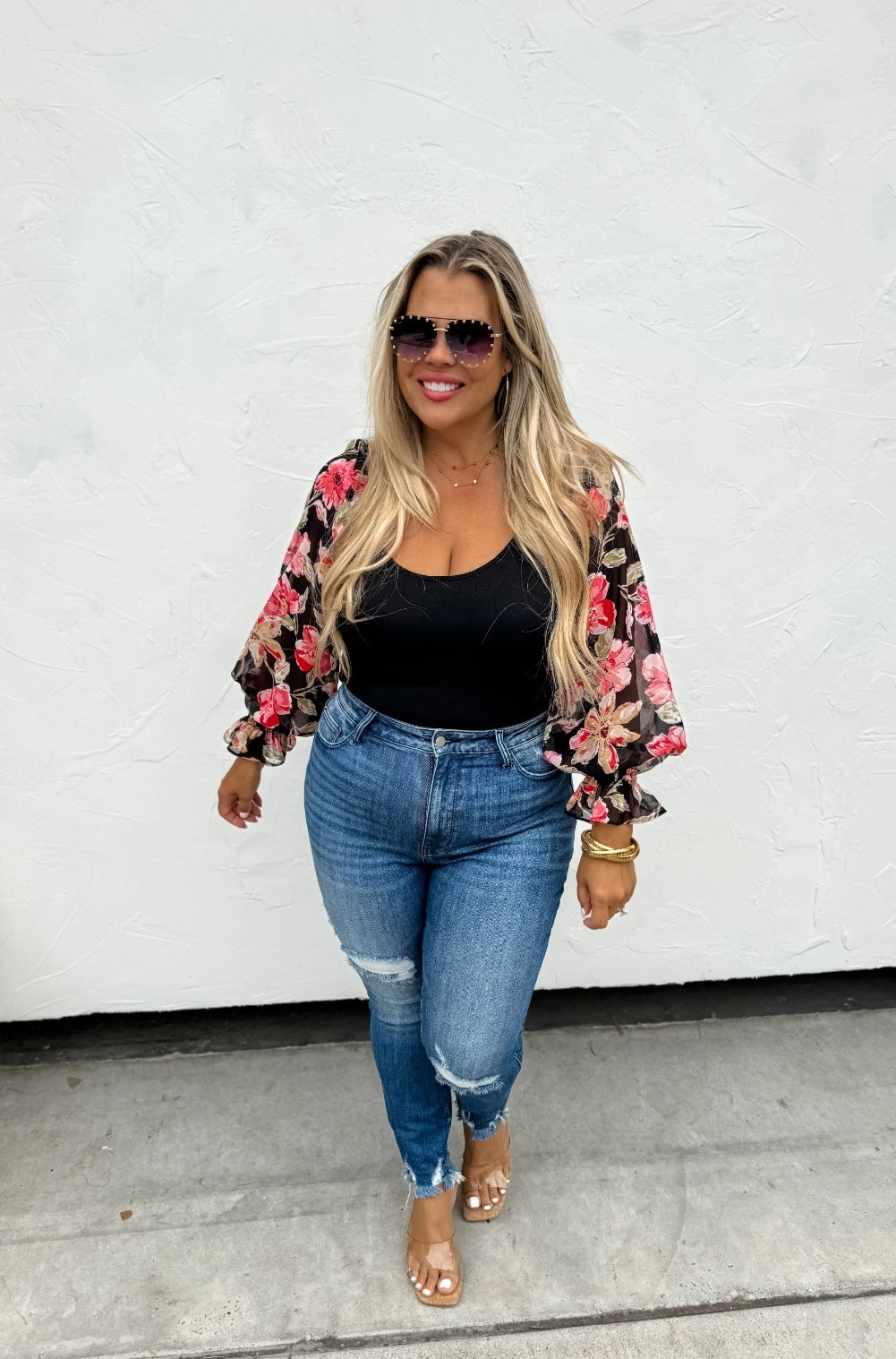 Momicita Floral Sleeve Bodysuit