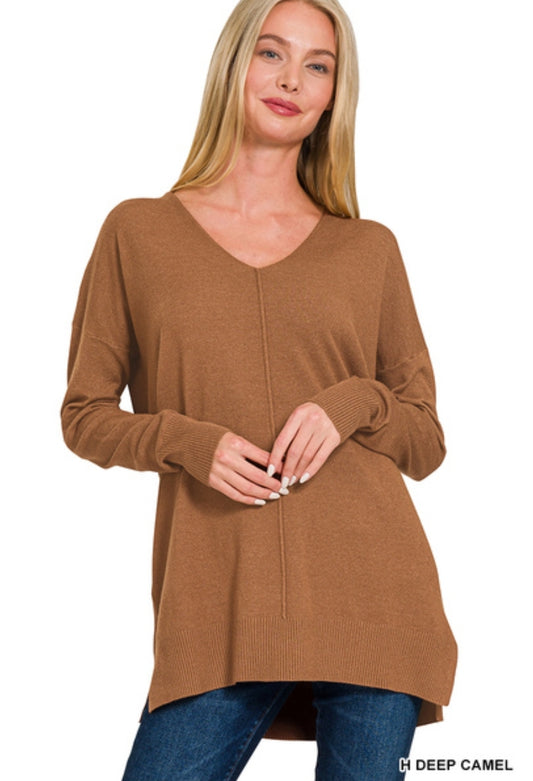VISCOSE FRONT SEAM SWEATER