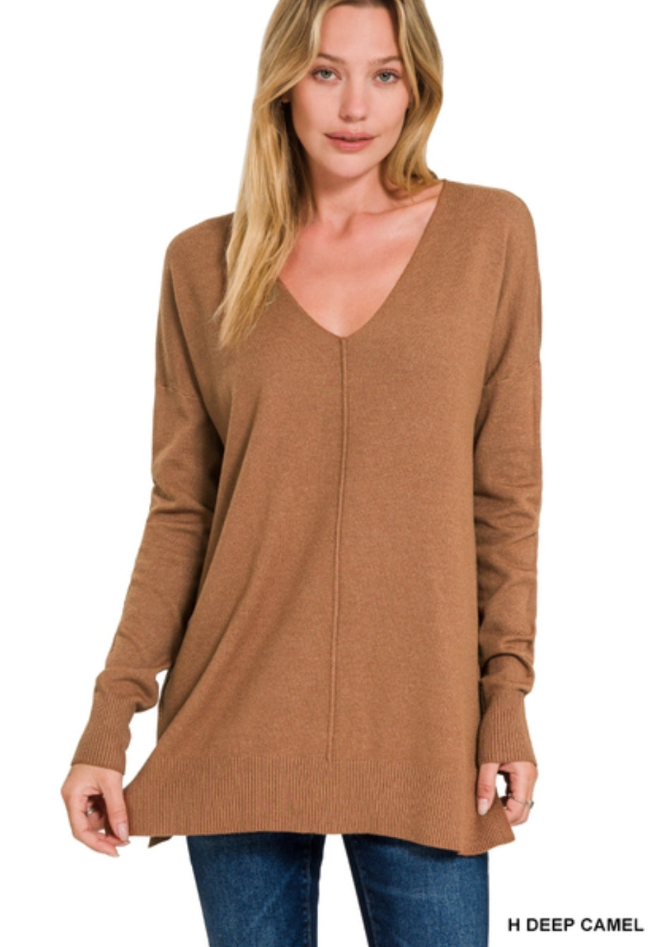 VISCOSE FRONT SEAM SWEATER