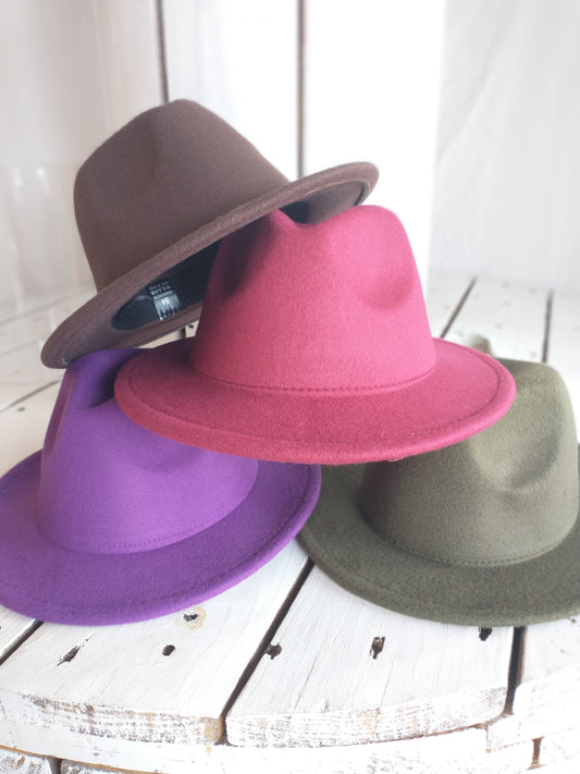 Kids Felt Fedora in Cranberry