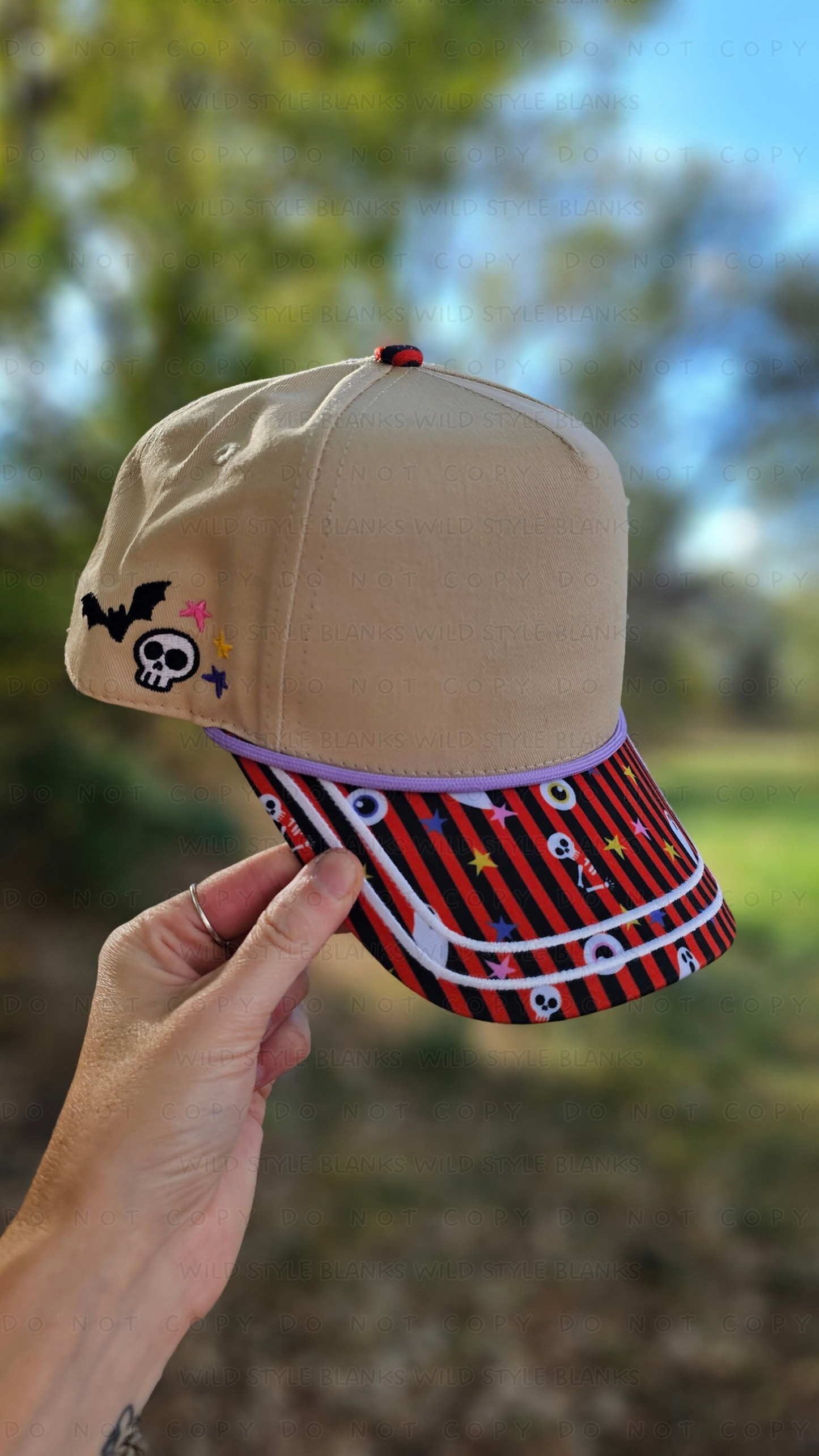 Spooky Striped Blank Trucker Hat