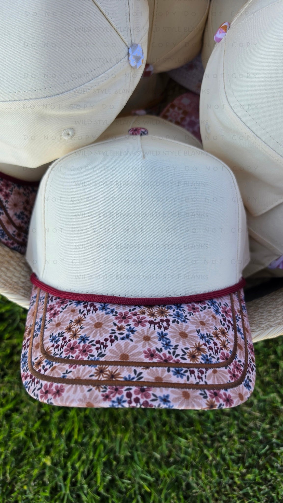 Faded Floral Blank Trucker Hat