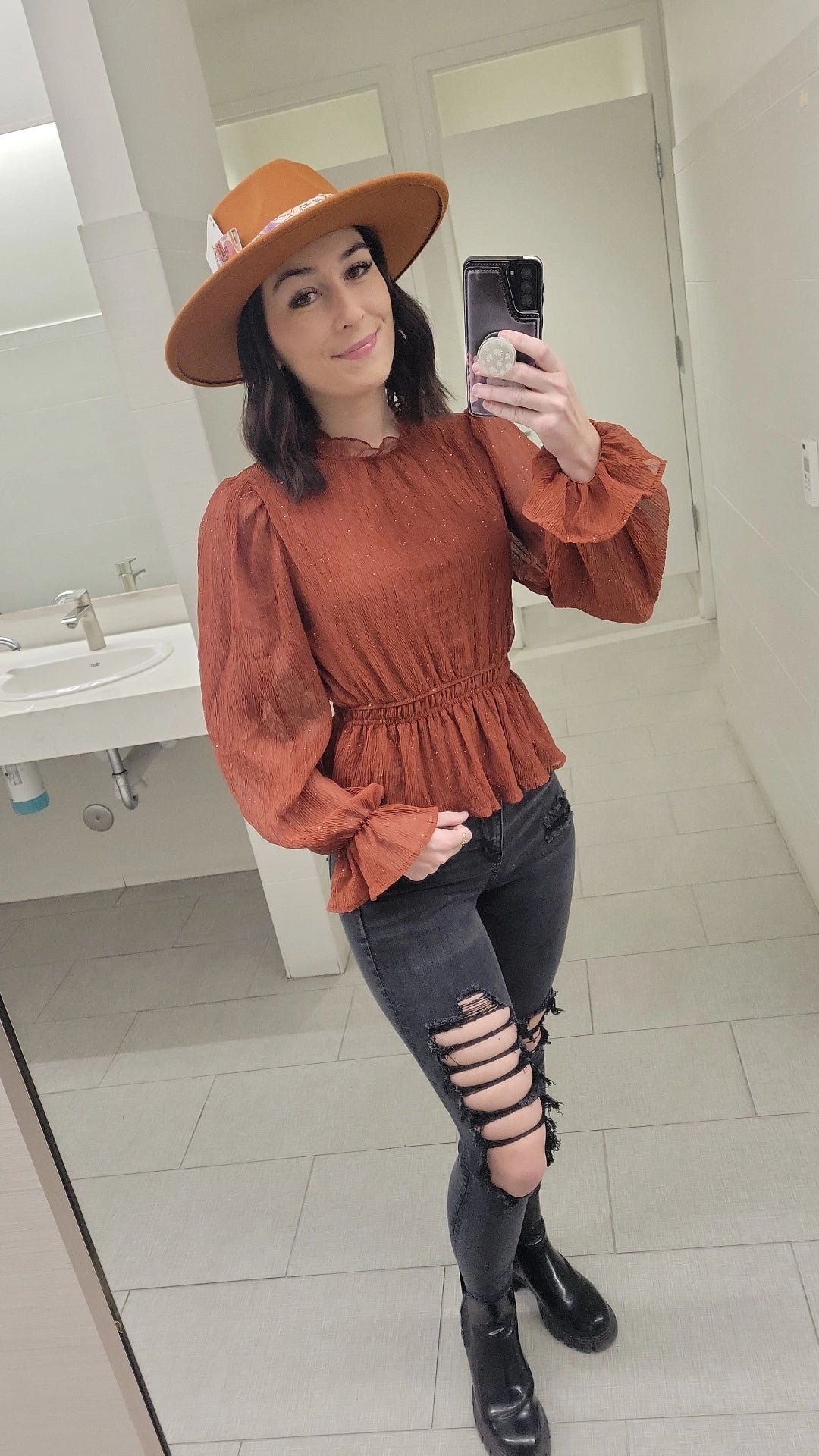 GLITTER GIRL BALLOON SLEEVE TOP