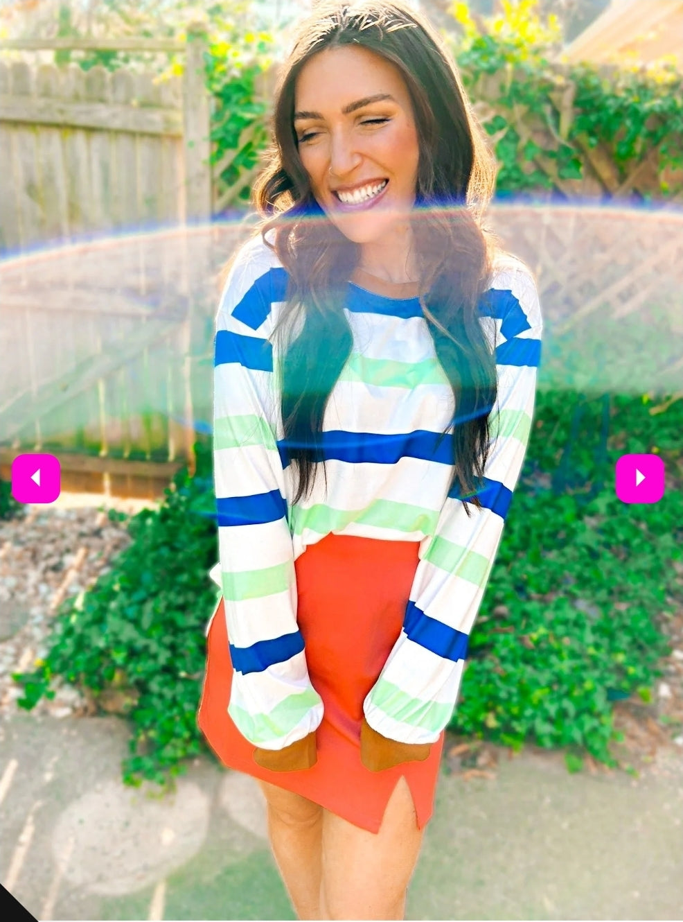 Mimi Multi-Color Sriped Bell Sleeve Top - Small