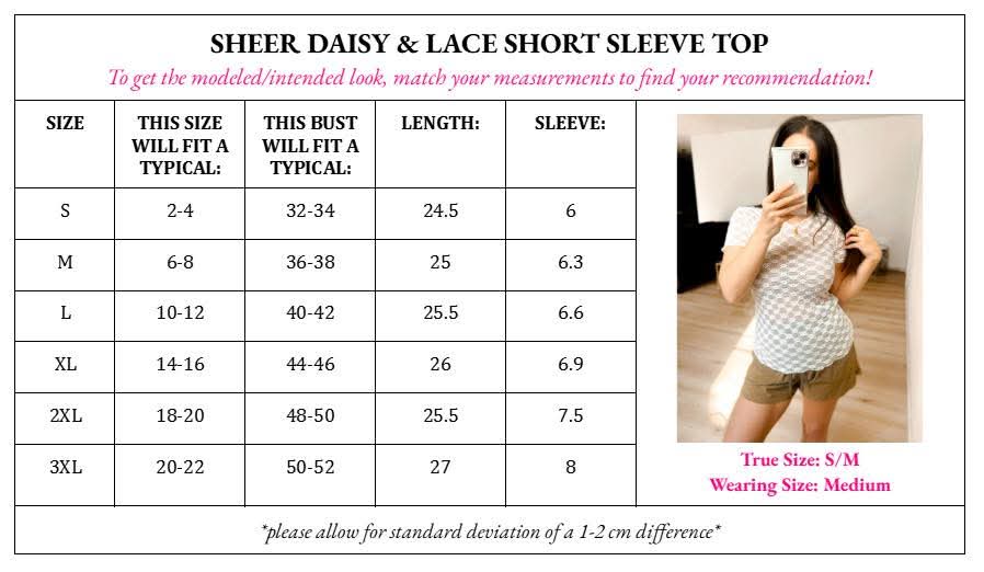 Sheer Daisy & Lace Short Sleeve Top