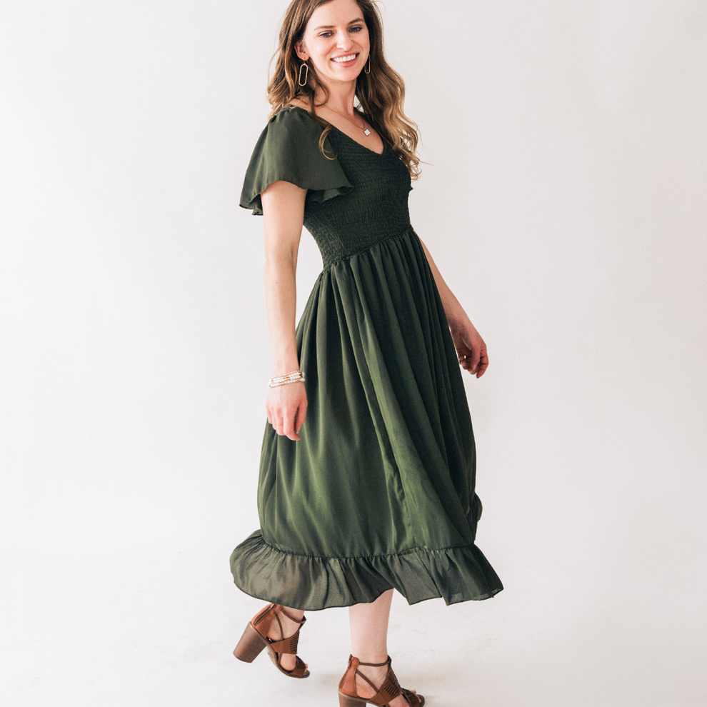 Evergreen Chiffon Dress