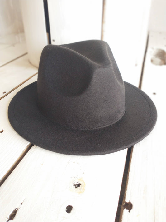 Kids Felt Fedora in Midnight Black