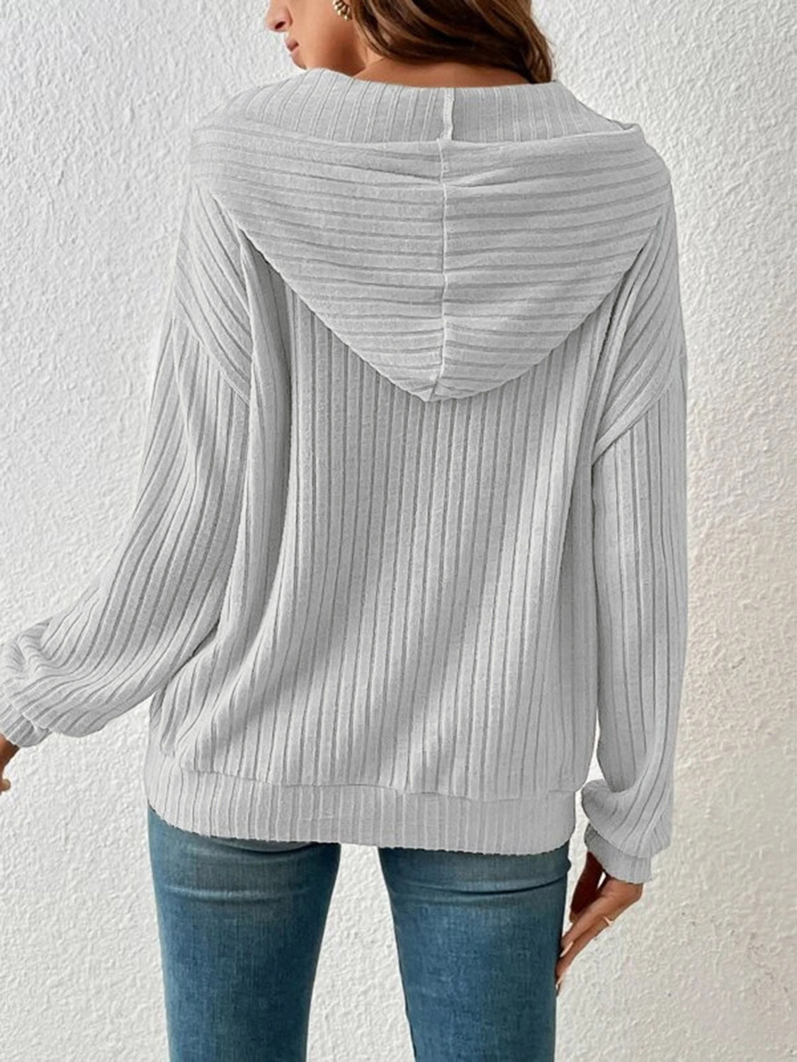 Bejeweled Dropped Shoulder Drawstring Hoodie