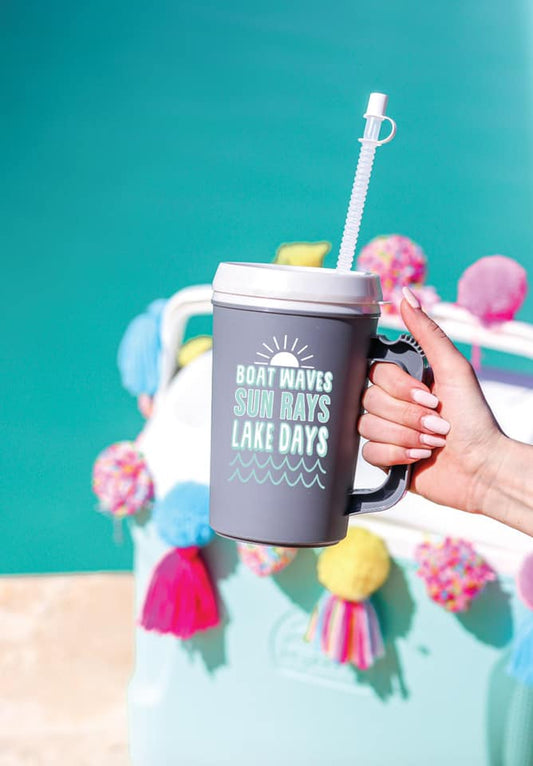 Boat Waves Sun Rays Lake Days (Cool Grey) Thermo Jug