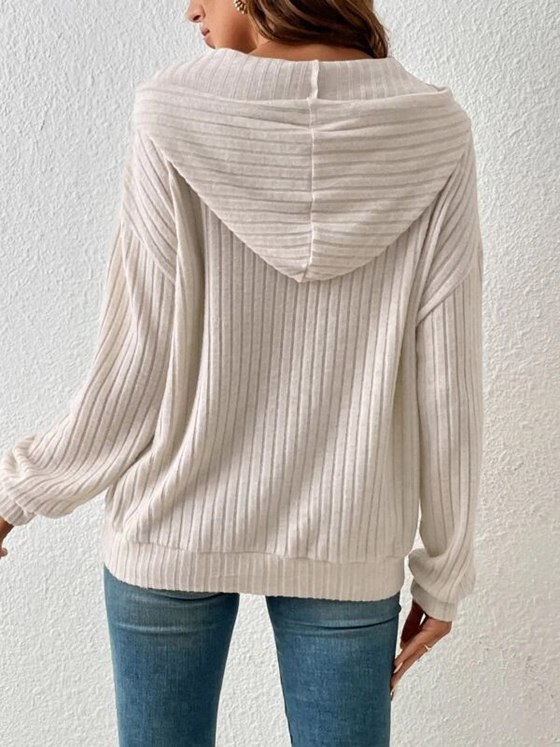Bejeweled Dropped Shoulder Drawstring Hoodie