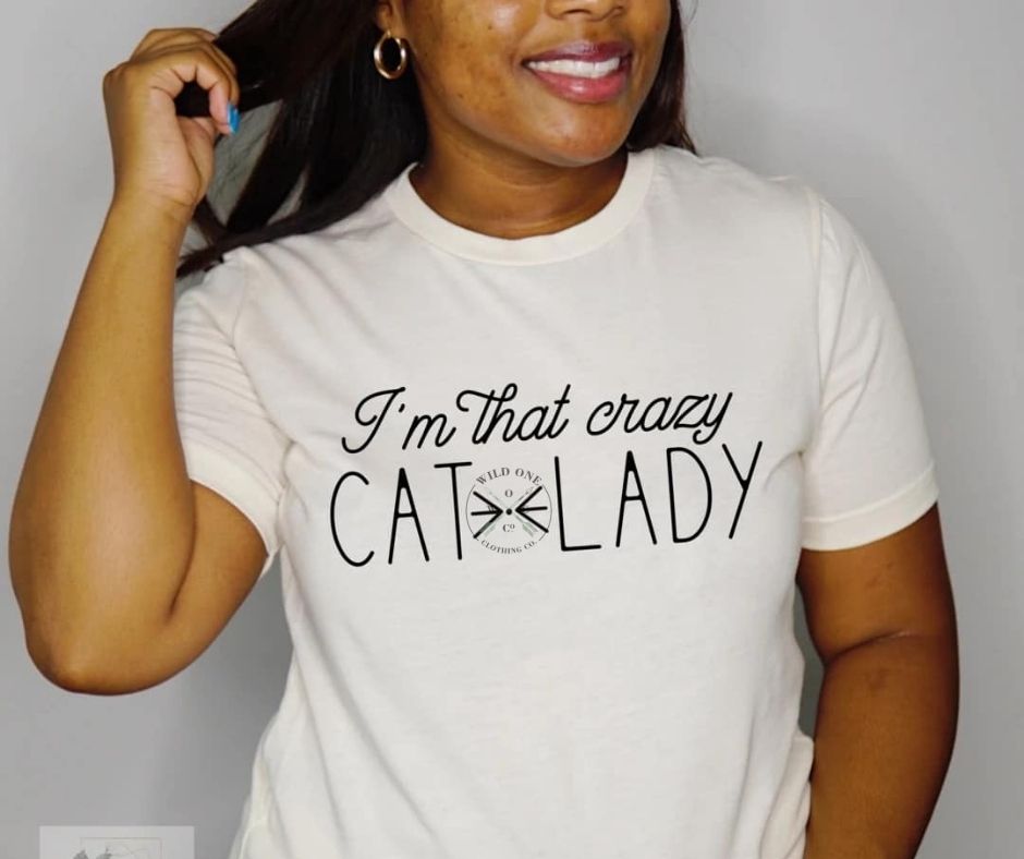 Crazy Cat Lady - Black Screen Print Graphic Add on