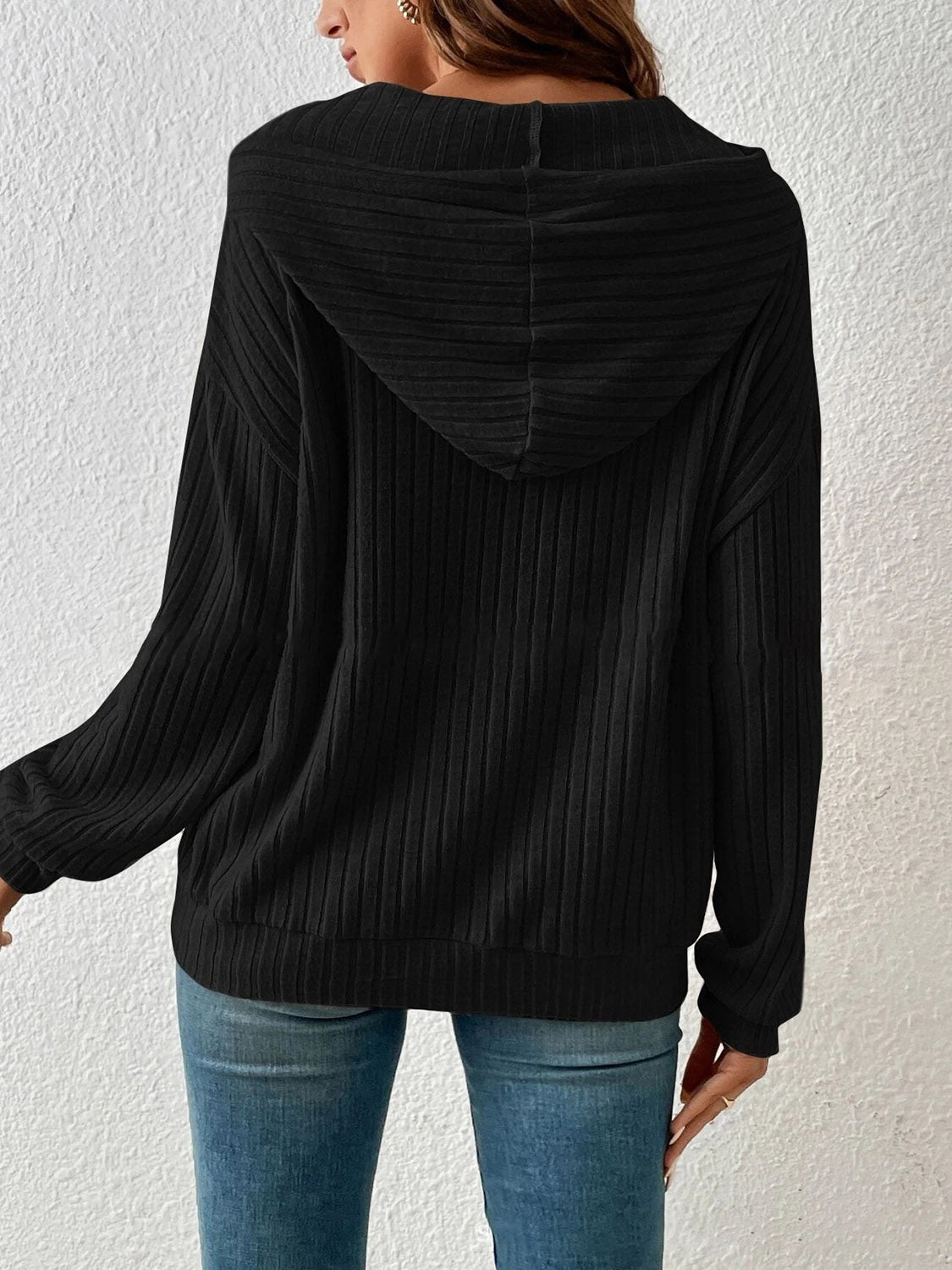 Bejeweled Dropped Shoulder Drawstring Hoodie