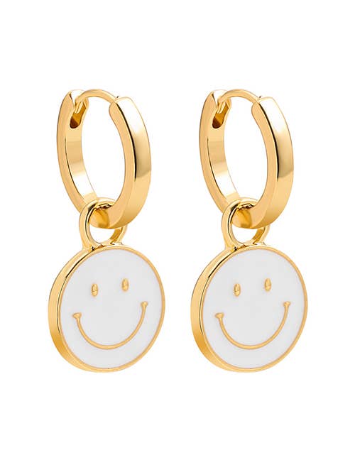 Betty White Mini Smiley Face Huggie Earrings