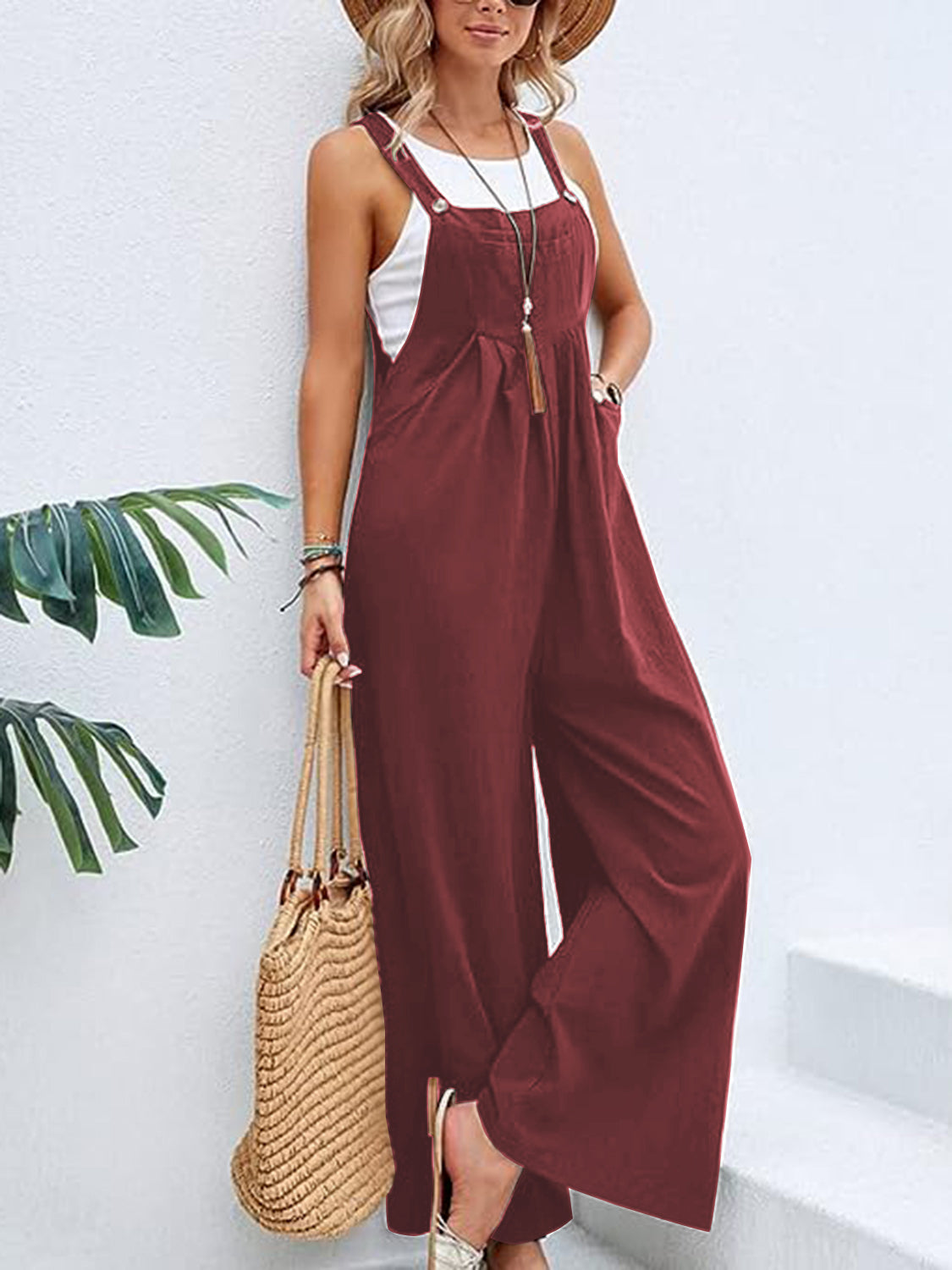 Autumn Leaves Wide Leg Overalls