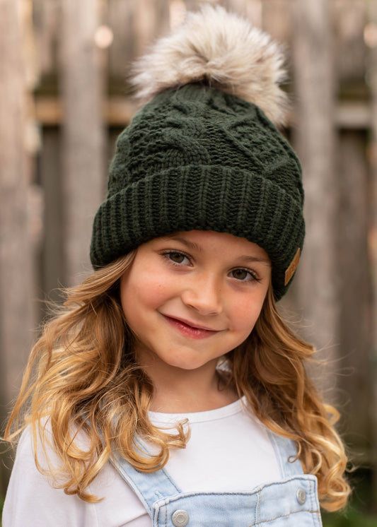 Olive Knit Kids Beanie