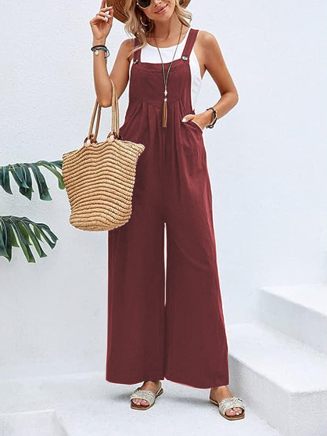 Autumn Leaves Wide Leg Overalls
