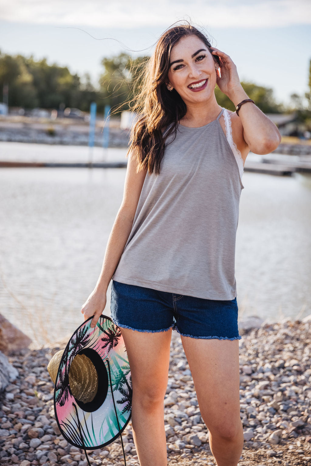 Drawstring Denim Shorts (Dark)