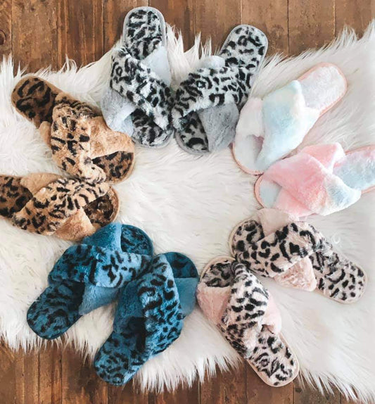 Tie Dye Faux Fur Slippers
