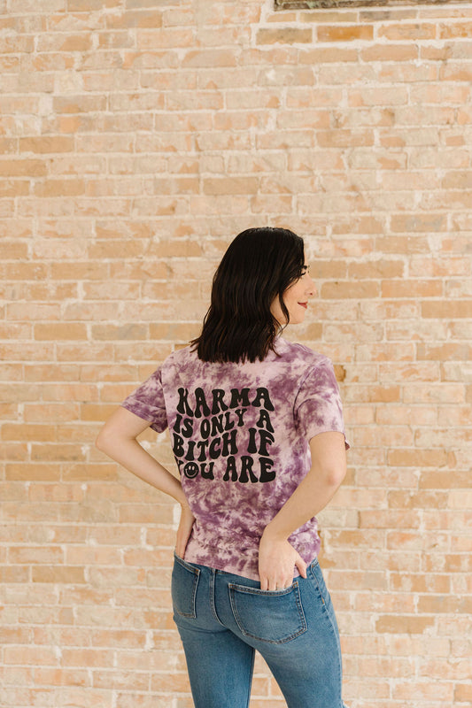 Karma Graphic Tee - Black Cherry