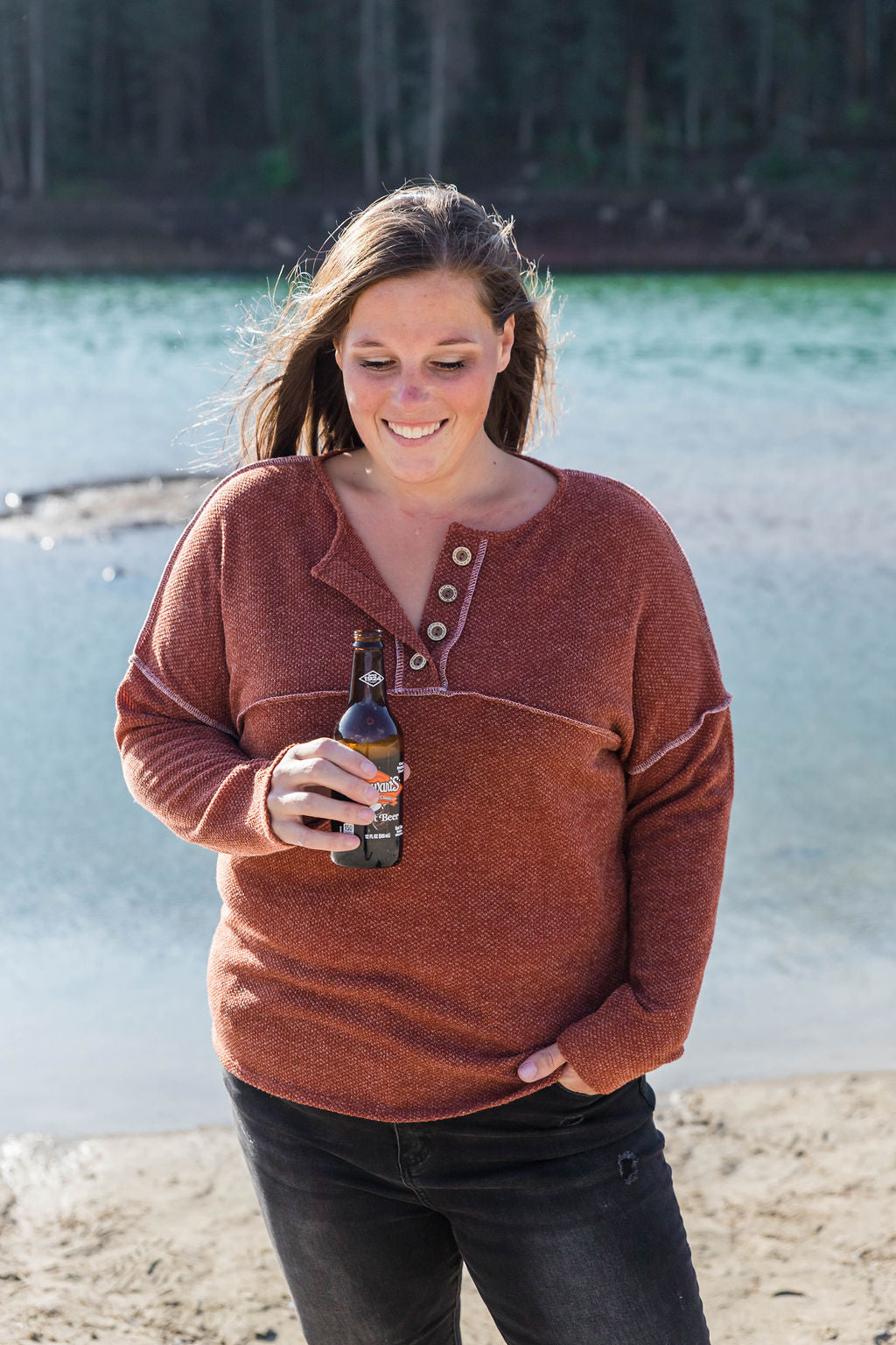 Autumn is Calling Henley Button Top - Rust