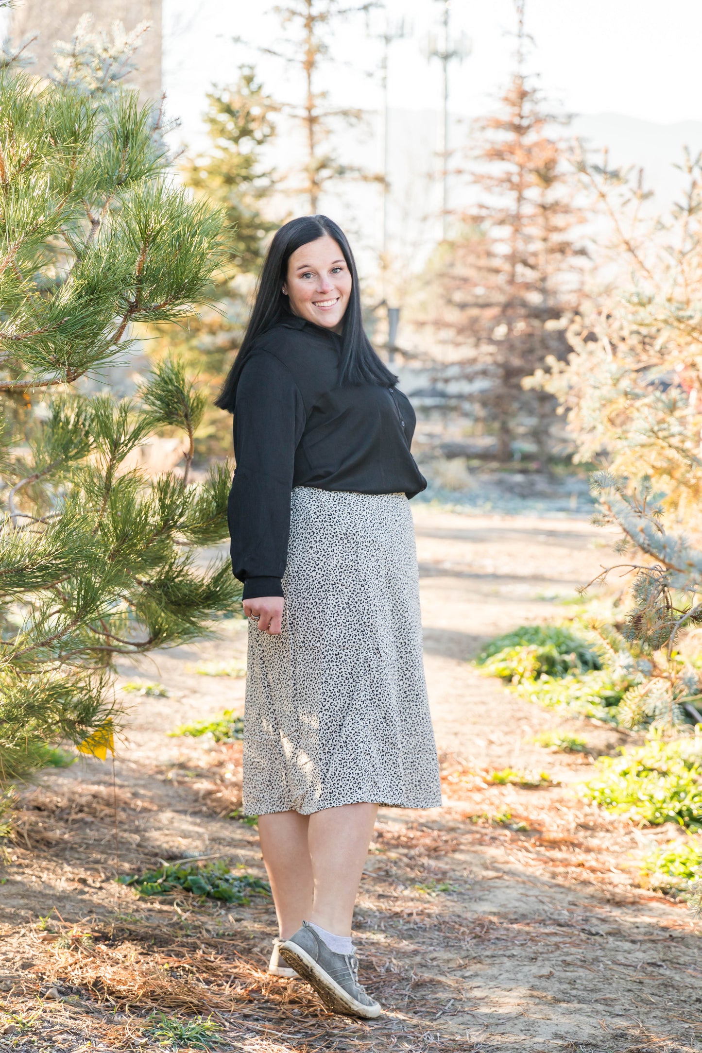 Snow Leopard Midi Skirt