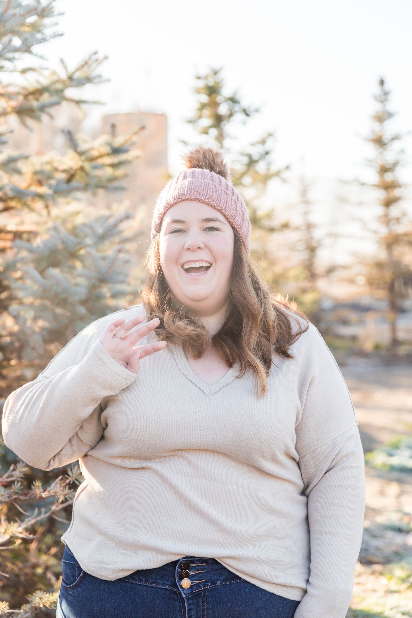 Metallic Rib Knit Pom Beanie
