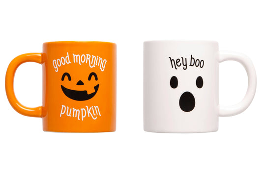 Pumpkin & Ghost Halloween Mugs, Set of 2
