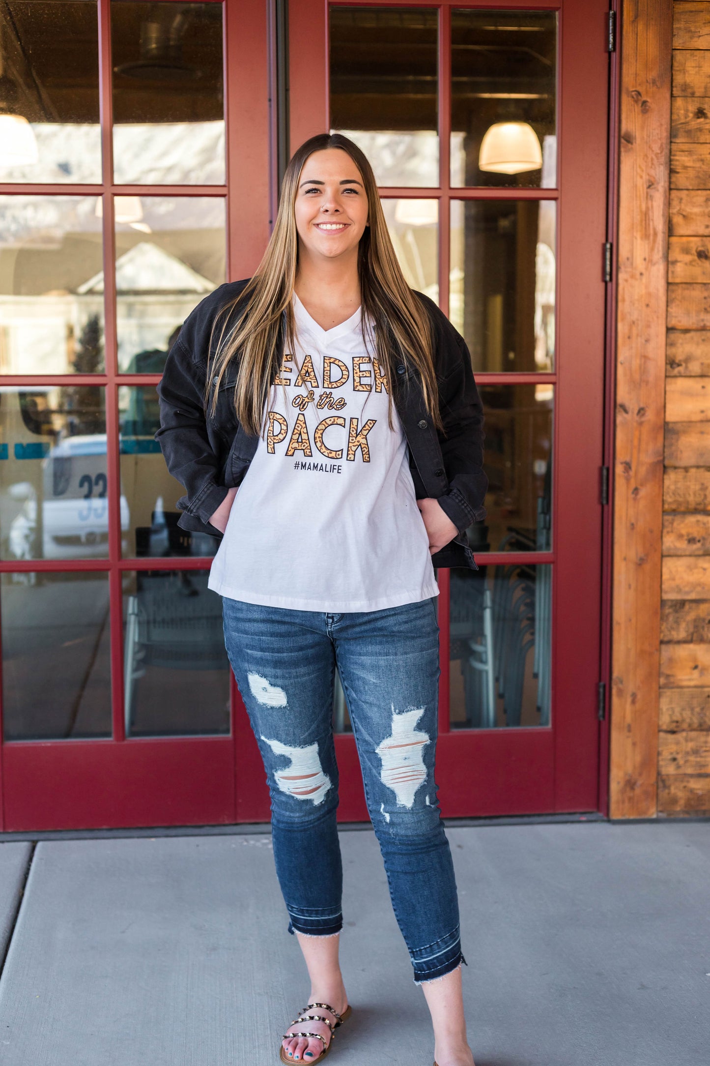 Gloria Distressed Mid Rise Skinny Denim Jean