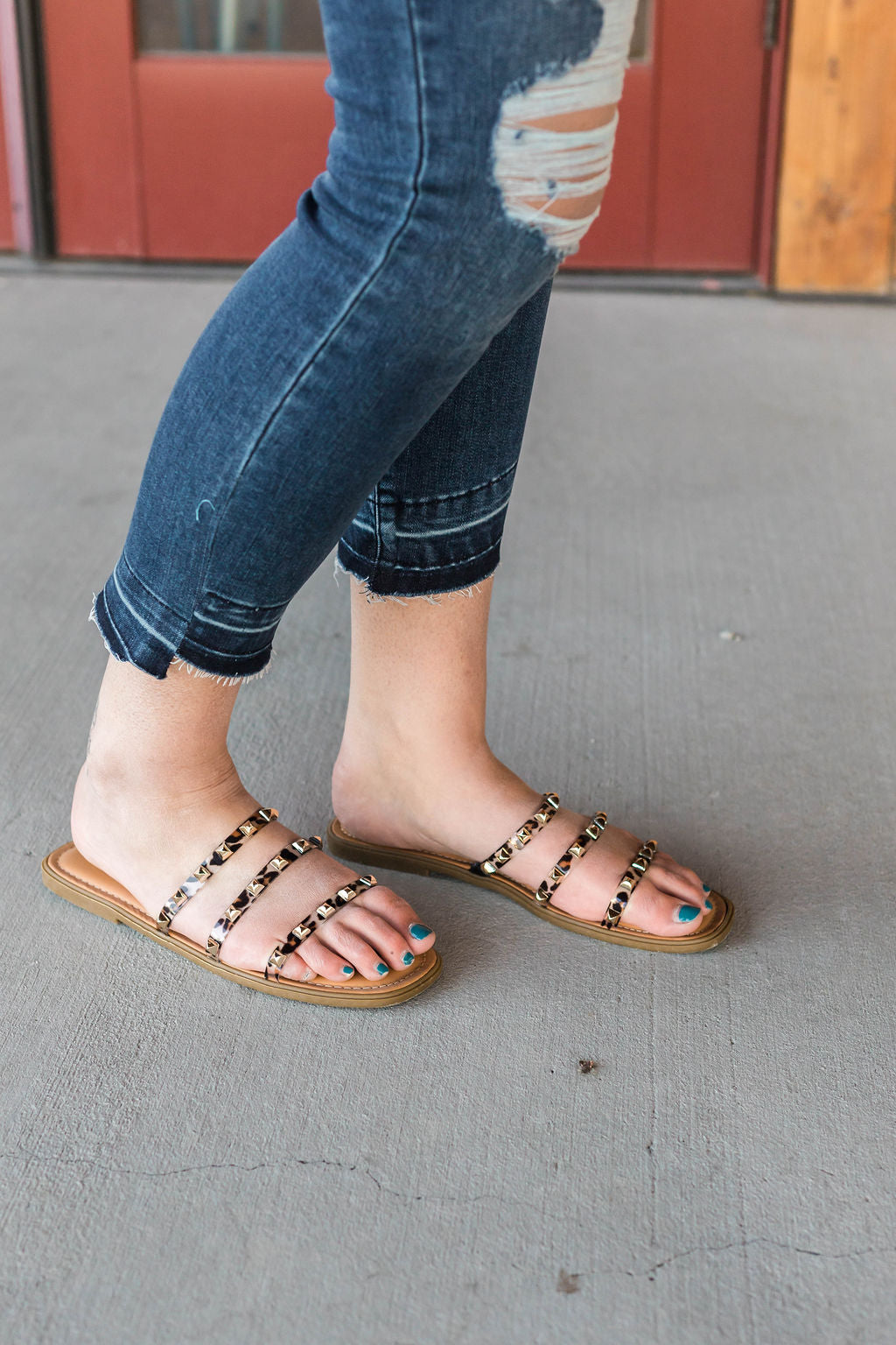 Gloria Distressed Mid Rise Skinny Denim Jean