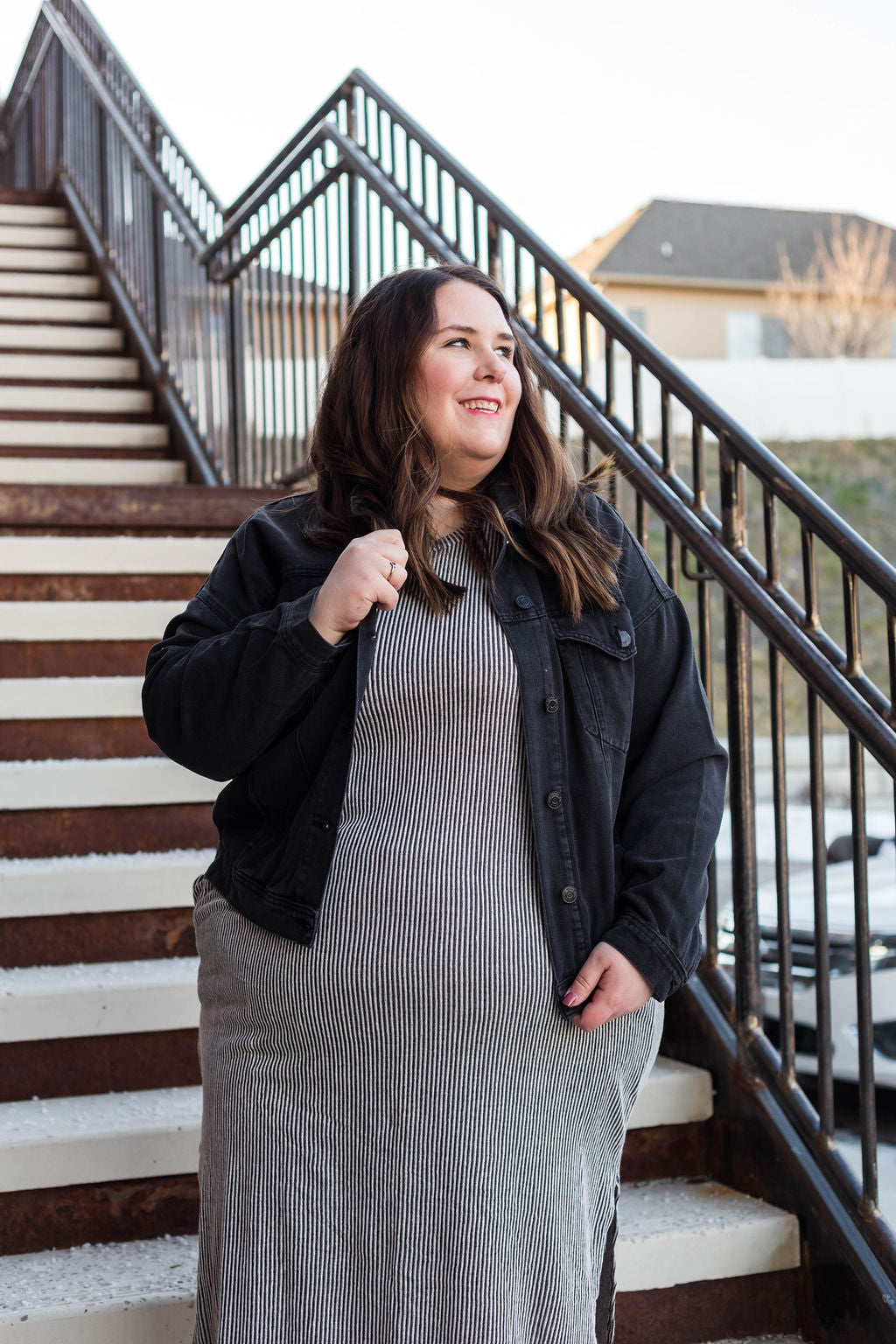 Now & Then Black Striped Maxi