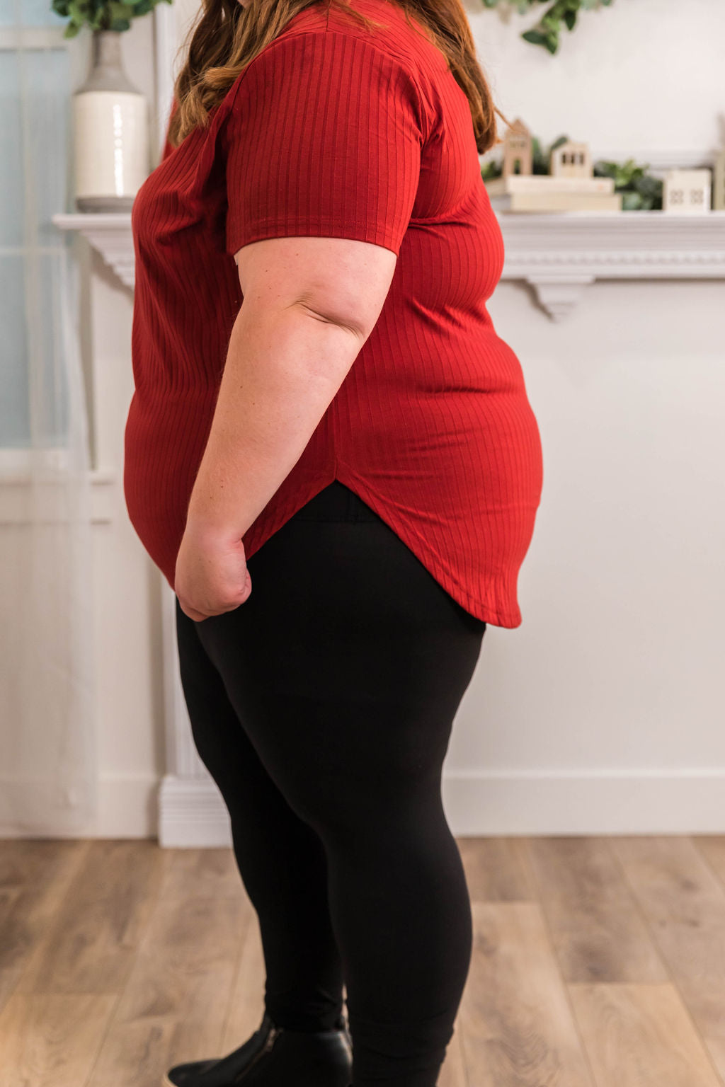 Beyond Basics Ribbed Tee- Maroon