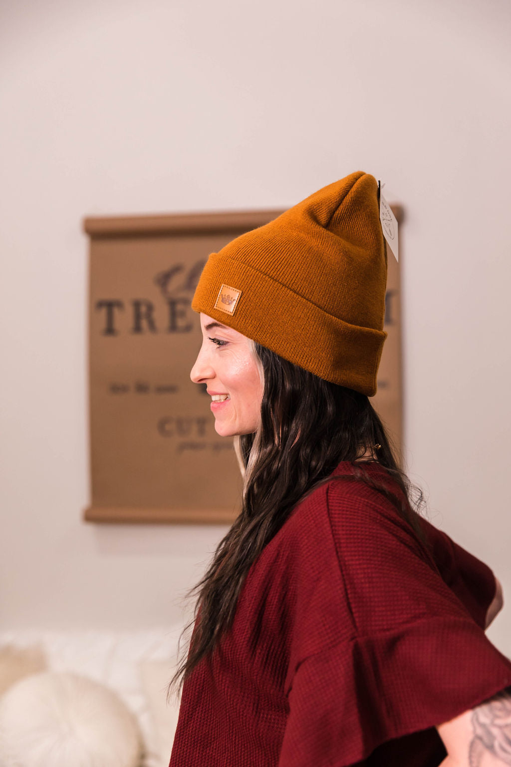 Tobacco Cuffed Knit Beanie