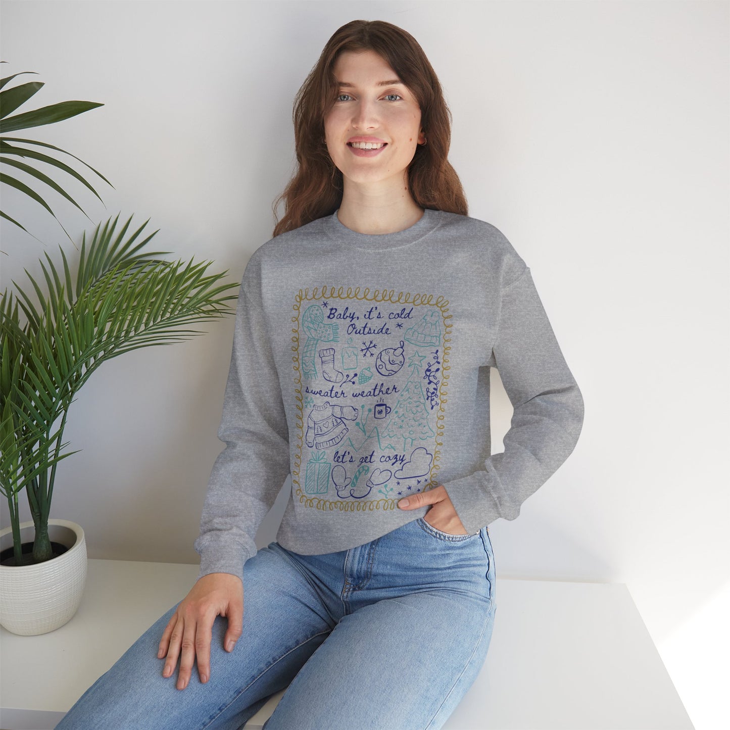 Cozy Winter Doodles Crewneck Sweatshirt