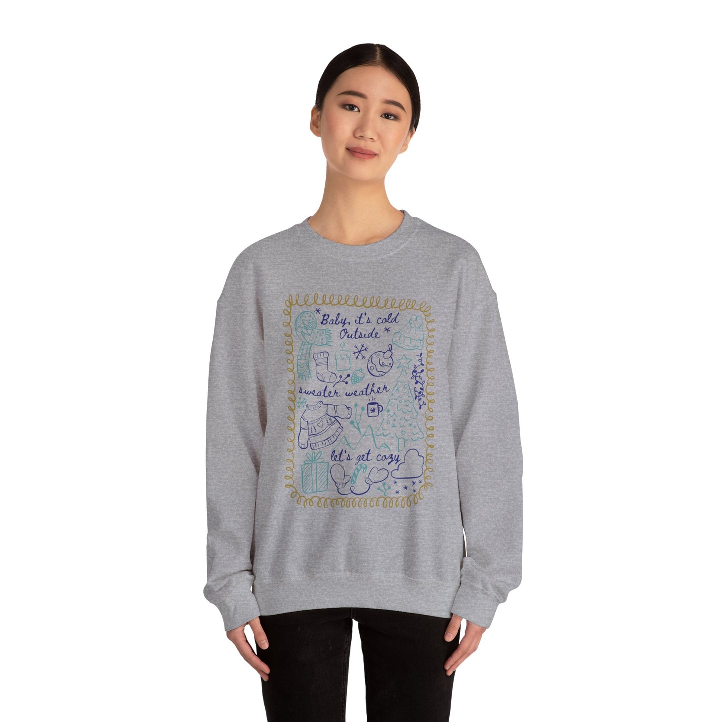 Cozy Winter Doodles Crewneck Sweatshirt