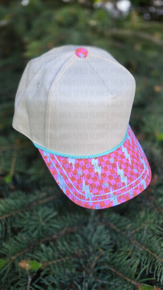 Checkered Lightning Blank Trucker Hat