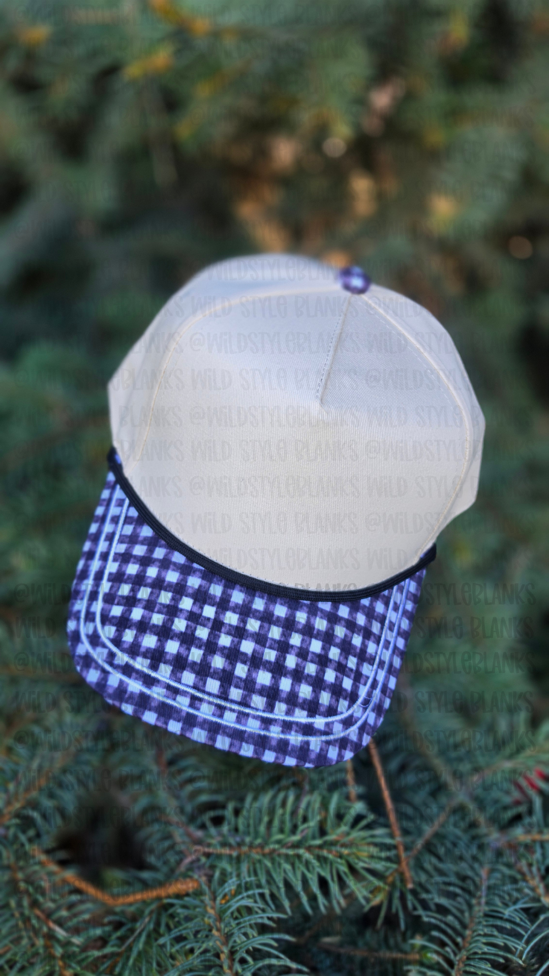 Black Gingham Blank Trucker Hat - PREORDER