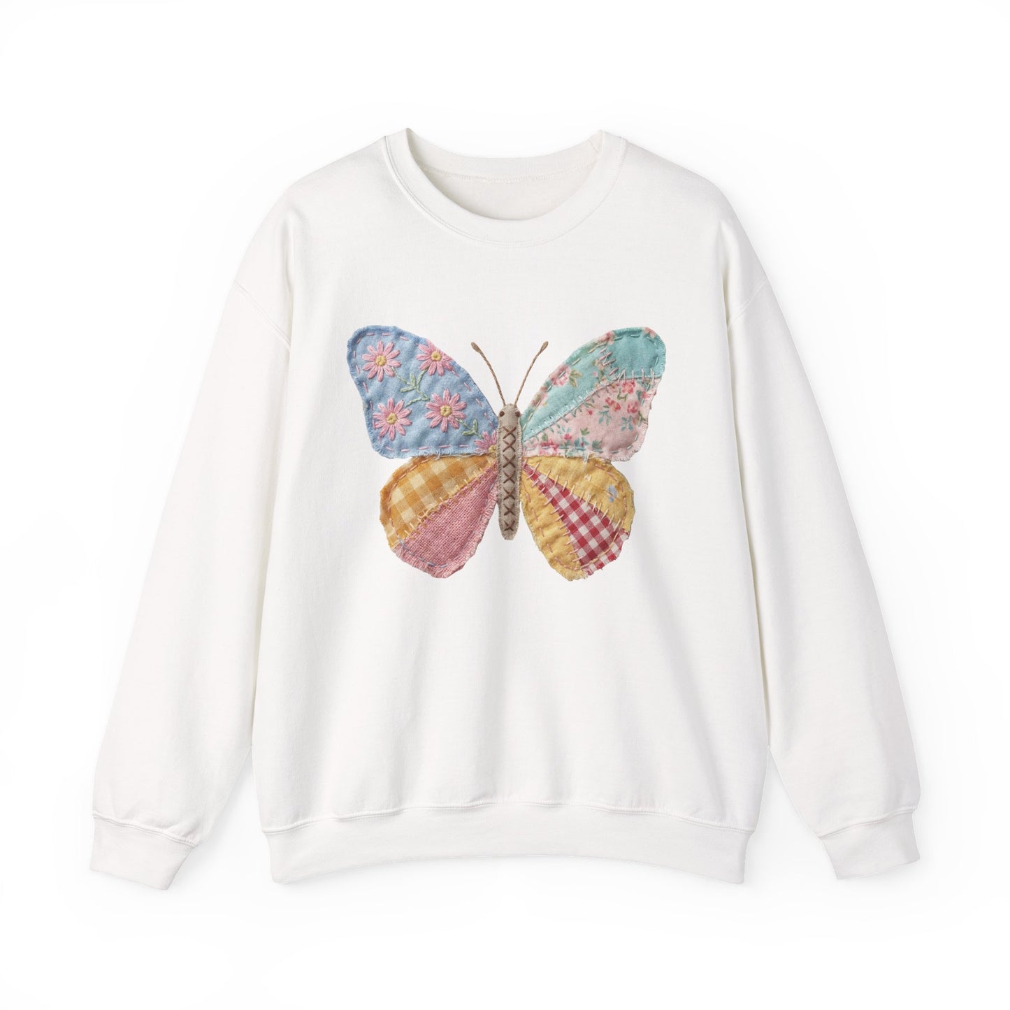 Butterfly Patchwork Crewneck Sweatshirt