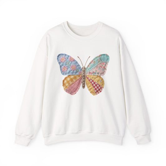 Butterfly Patchwork Crewneck Sweatshirt