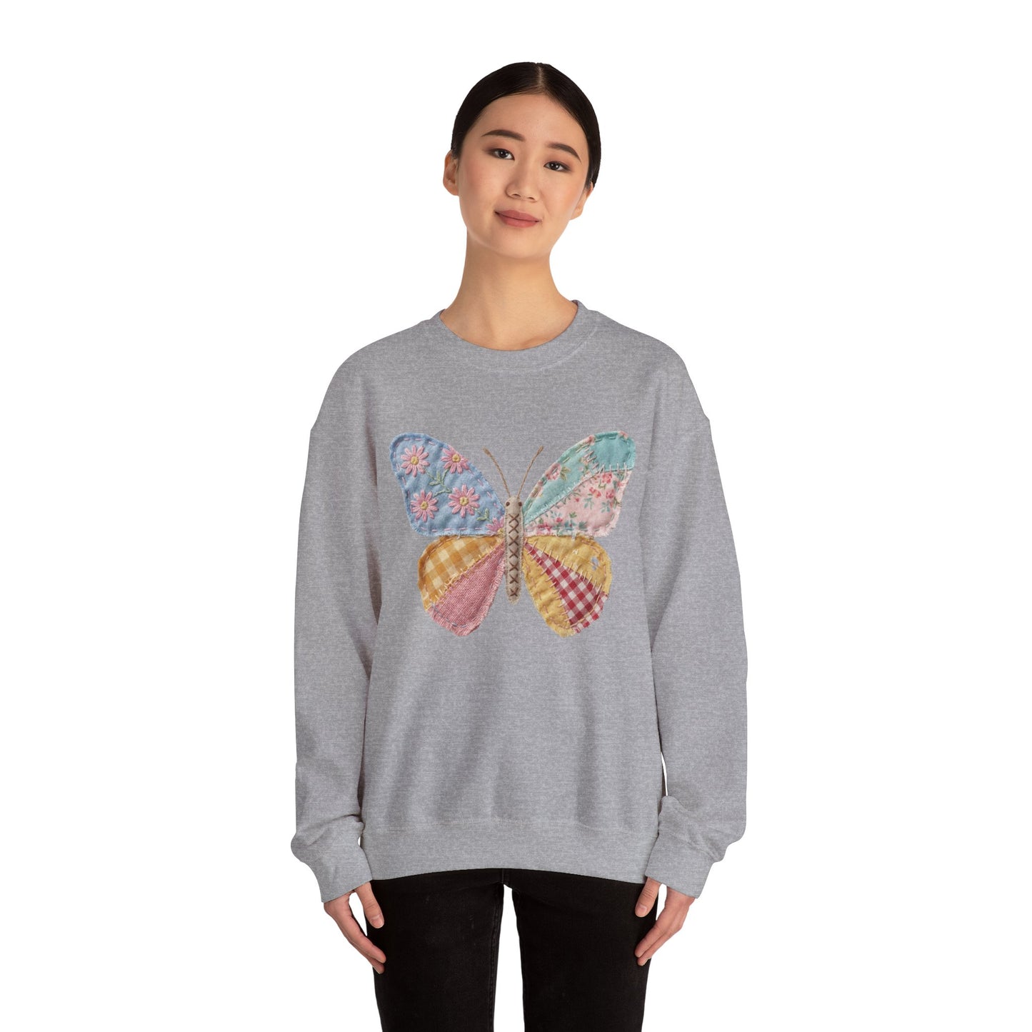 Butterfly Patchwork Crewneck Sweatshirt