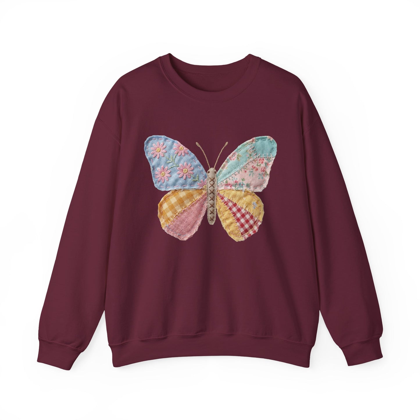 Butterfly Patchwork Crewneck Sweatshirt