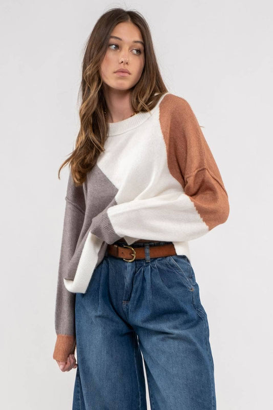 COLORBLOCK KNIT SWEATER