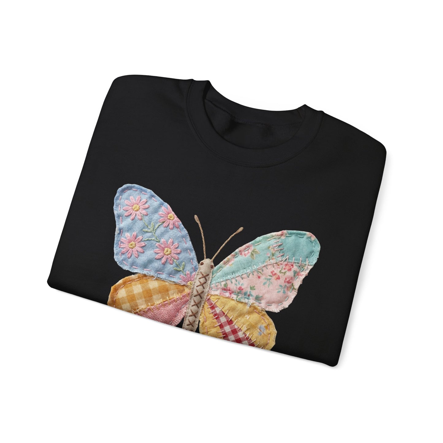 Butterfly Patchwork Crewneck Sweatshirt