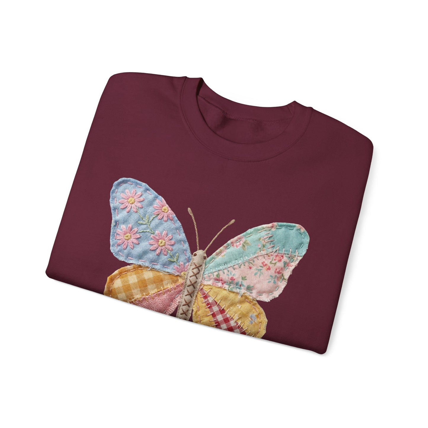 Butterfly Patchwork Crewneck Sweatshirt