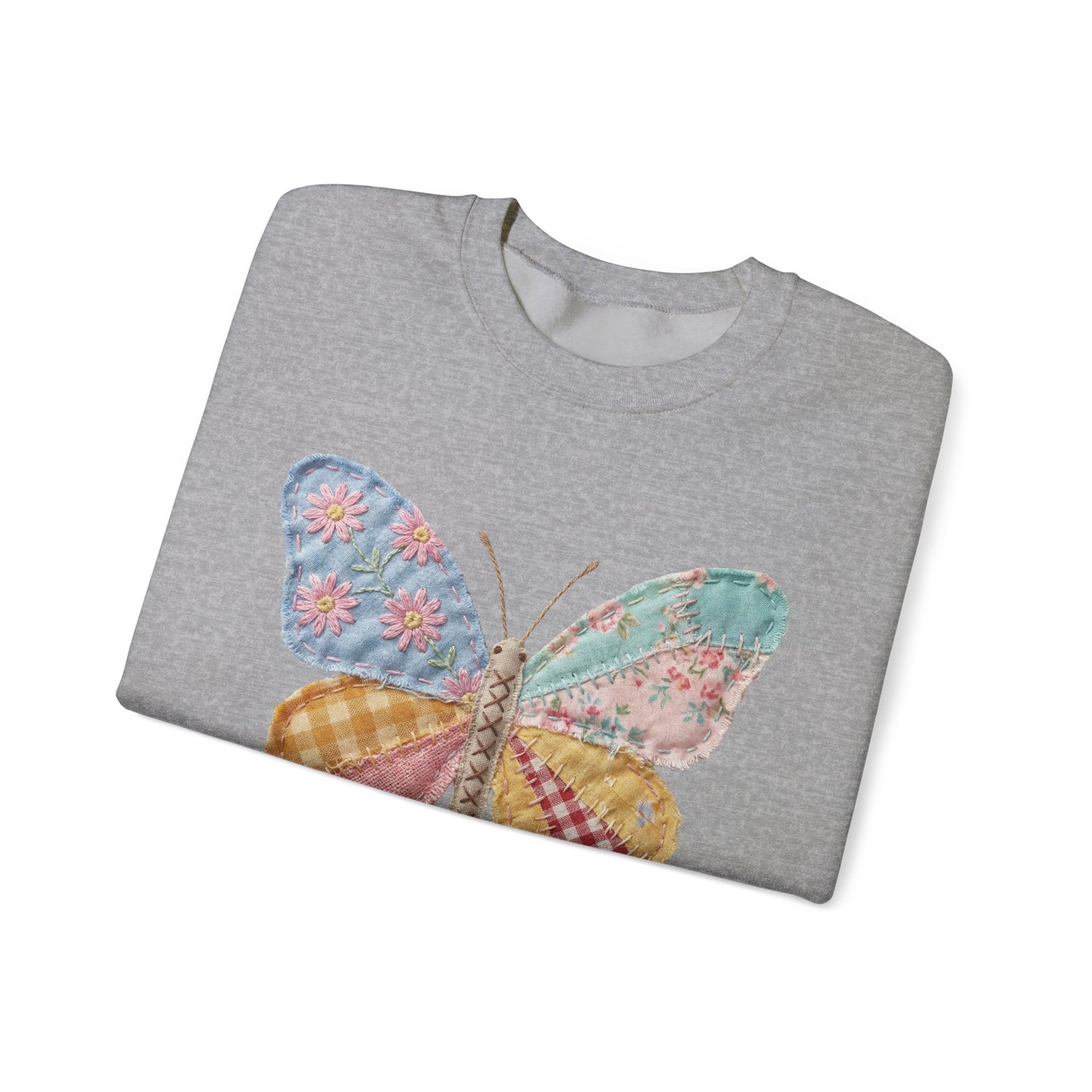 Butterfly Patchwork Crewneck Sweatshirt