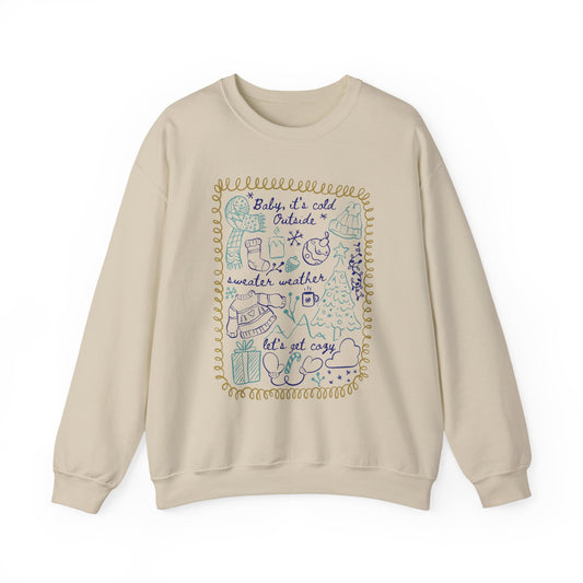 Cozy Winter Doodles Crewneck Sweatshirt