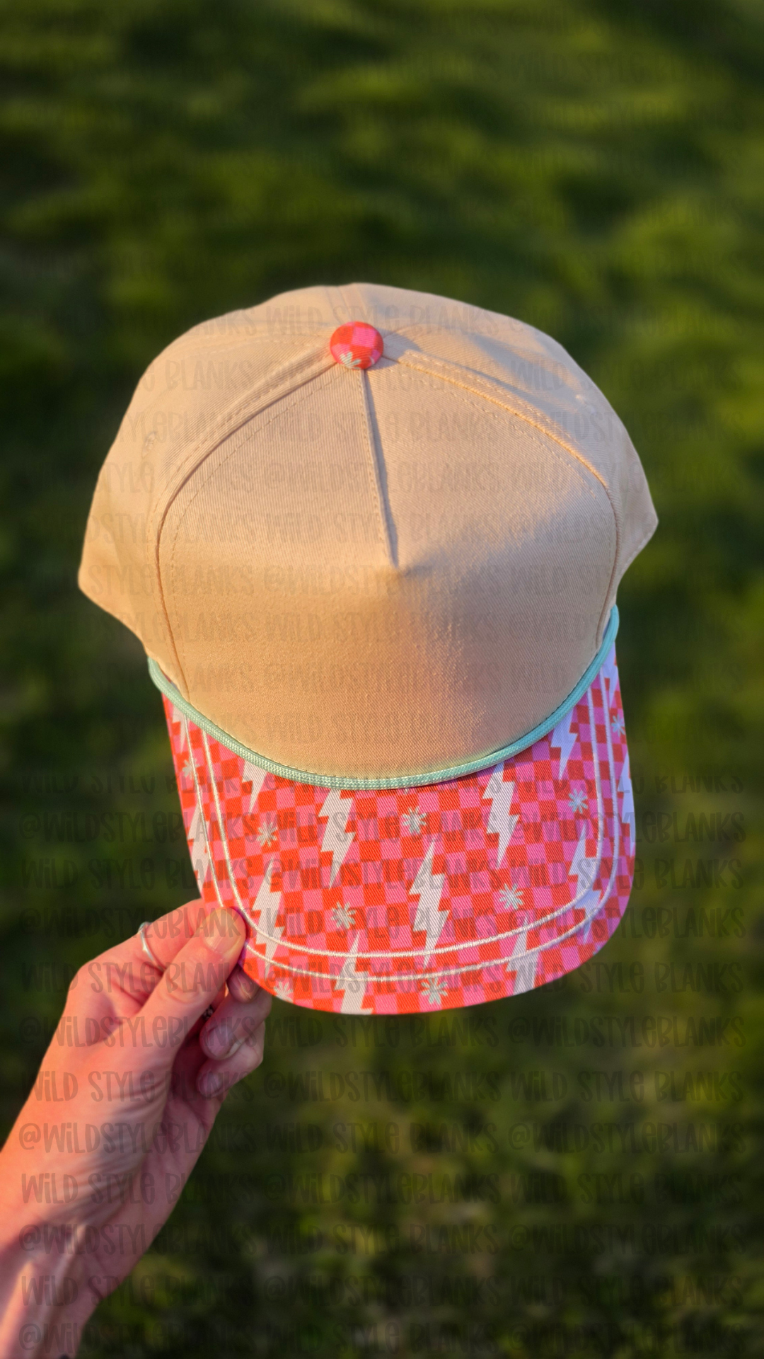 Checkered Lightning Blank Trucker Hat