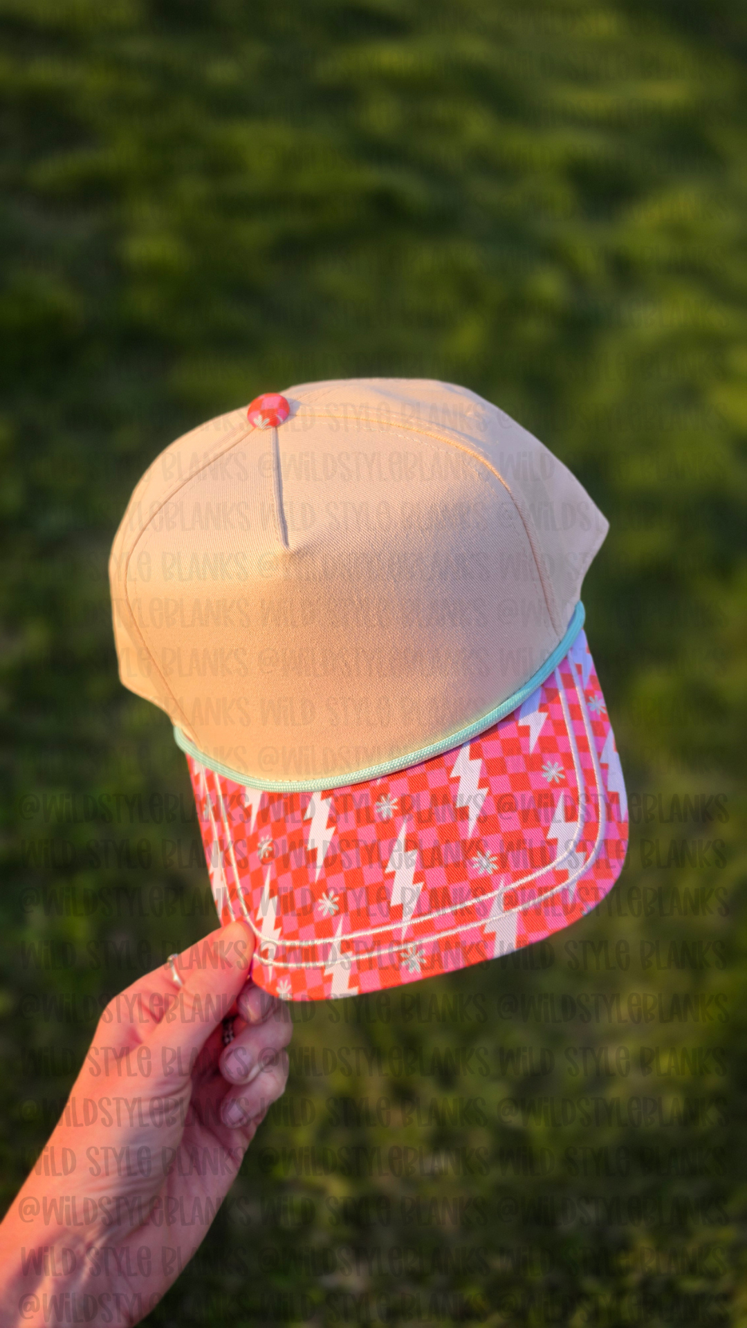 Checkered Lightning Blank Trucker Hat