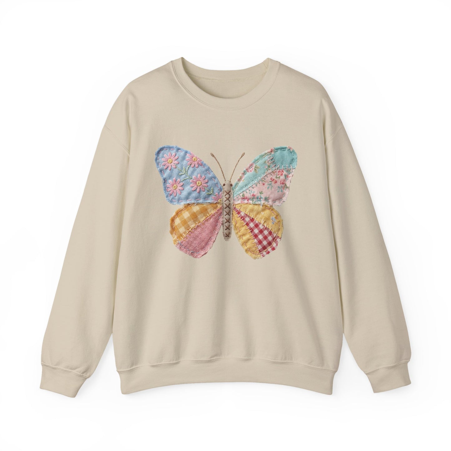 Butterfly Patchwork Crewneck Sweatshirt